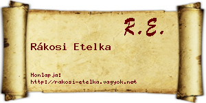 Rákosi Etelka névjegykártya